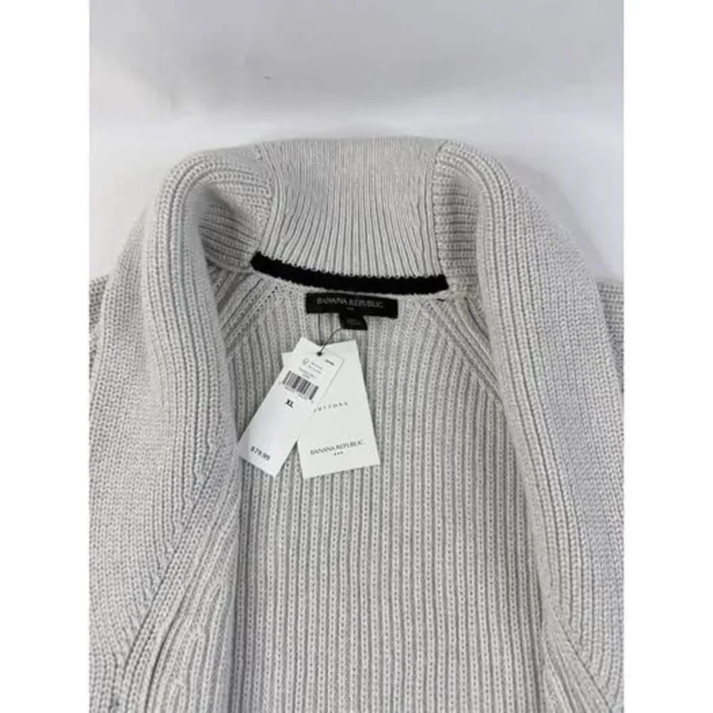 BANANA REPUBLIC Cardigan Sweater Button Shawl Collar Cotton Size XL Gray